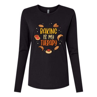 Baking Is My Therapy Meaningful Gift Womens Cotton Relaxed Long Sleeve T-Shirt