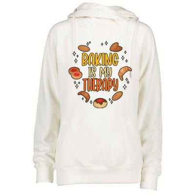 Baking Is My Therapy Meaningful Gift Womens Funnel Neck Pullover Hood