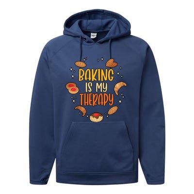 Baking Is My Therapy Meaningful Gift Performance Fleece Hoodie