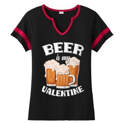 Beer Is My Valentine Funny Gift Funny Adult Anti Valentine's Day Funny Gift Ladies Halftime Notch Neck Tee