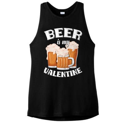 Beer Is My Valentine Funny Gift Funny Adult Anti Valentine's Day Funny Gift Ladies PosiCharge Tri-Blend Wicking Tank