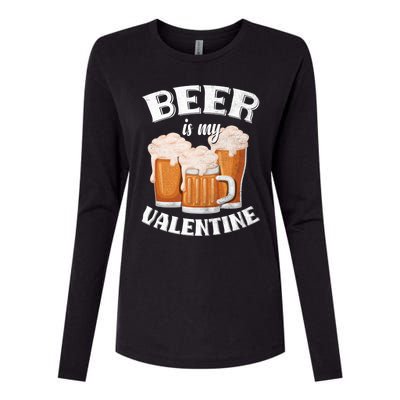 Beer Is My Valentine Funny Gift Funny Adult Anti Valentine's Day Funny Gift Womens Cotton Relaxed Long Sleeve T-Shirt