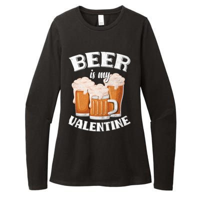 Beer Is My Valentine Funny Gift Funny Adult Anti Valentine's Day Funny Gift Womens CVC Long Sleeve Shirt