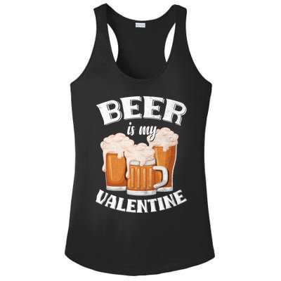 Beer Is My Valentine Funny Gift Funny Adult Anti Valentine's Day Funny Gift Ladies PosiCharge Competitor Racerback Tank