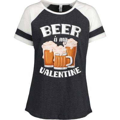 Beer Is My Valentine Funny Gift Funny Adult Anti Valentine's Day Funny Gift Enza Ladies Jersey Colorblock Tee