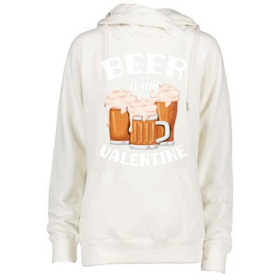 Beer Is My Valentine Funny Gift Funny Adult Anti Valentine's Day Funny Gift Womens Funnel Neck Pullover Hood