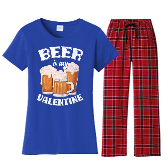 Beer Is My Valentine Funny Gift Funny Adult Anti Valentine's Day Funny Gift Women's Flannel Pajama Set