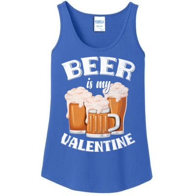 Beer Is My Valentine Funny Gift Funny Adult Anti Valentine's Day Funny Gift Ladies Essential Tank