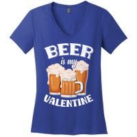 Beer Is My Valentine Funny Gift Funny Adult Anti Valentine's Day Funny Gift Women's V-Neck T-Shirt