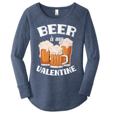 Beer Is My Valentine Funny Gift Funny Adult Anti Valentine's Day Funny Gift Women's Perfect Tri Tunic Long Sleeve Shirt