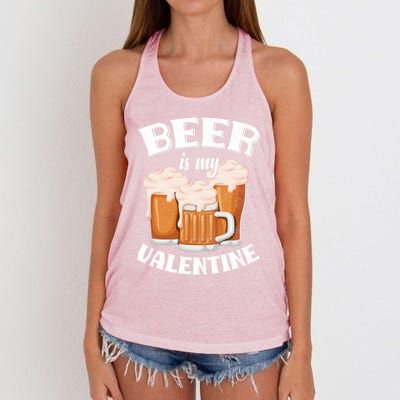 Beer Is My Valentine Funny Gift Funny Adult Anti Valentine's Day Funny Gift Women's Knotted Racerback Tank