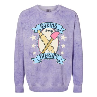 Baking Is My Therapy Gift Cute Baker Gift Colorblast Crewneck Sweatshirt