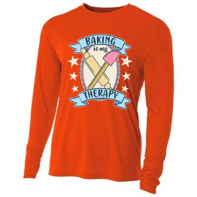 Baking Is My Therapy Gift Cute Baker Gift Cooling Performance Long Sleeve Crew