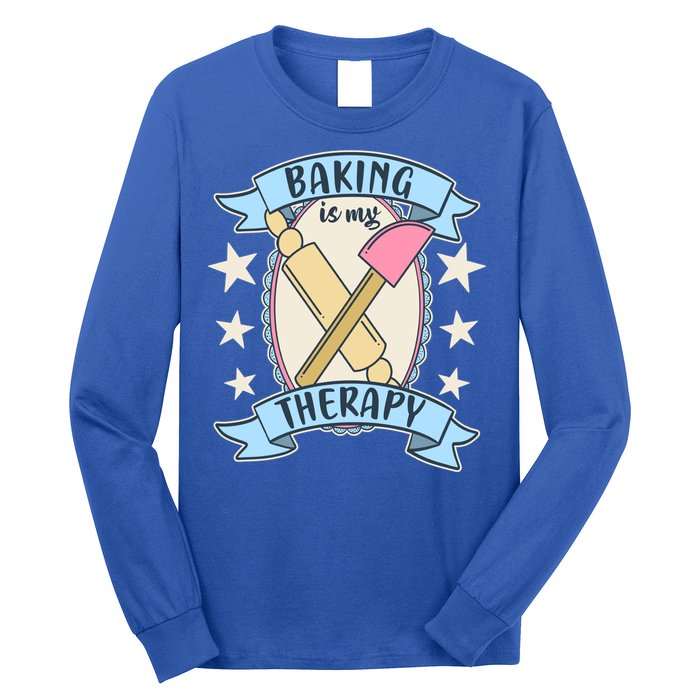 Baking Is My Therapy Gift Cute Baker Gift Long Sleeve Shirt