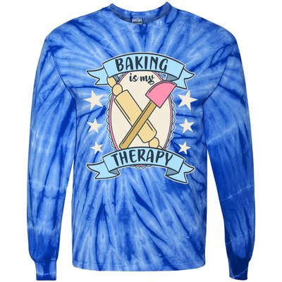 Baking Is My Therapy Gift Cute Baker Gift Tie-Dye Long Sleeve Shirt