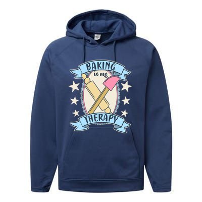 Baking Is My Therapy Gift Cute Baker Gift Performance Fleece Hoodie