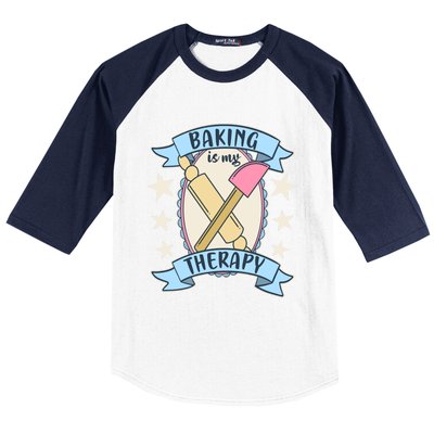 Baking Is My Therapy Gift Cute Baker Gift Baseball Sleeve Shirt