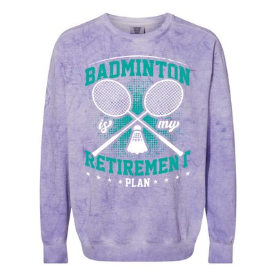 Badminton Is My Retiret Plan Badminton Player Shuttlecock Gift Colorblast Crewneck Sweatshirt