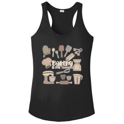 Baking Is My Therapy Great Gift Funny Baker Cook Chef Pastry Cake Gift Ladies PosiCharge Competitor Racerback Tank