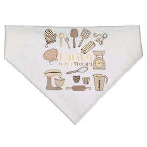 Baking Is My Therapy Great Gift Funny Baker Cook Chef Pastry Cake Gift USA-Made Doggie Bandana