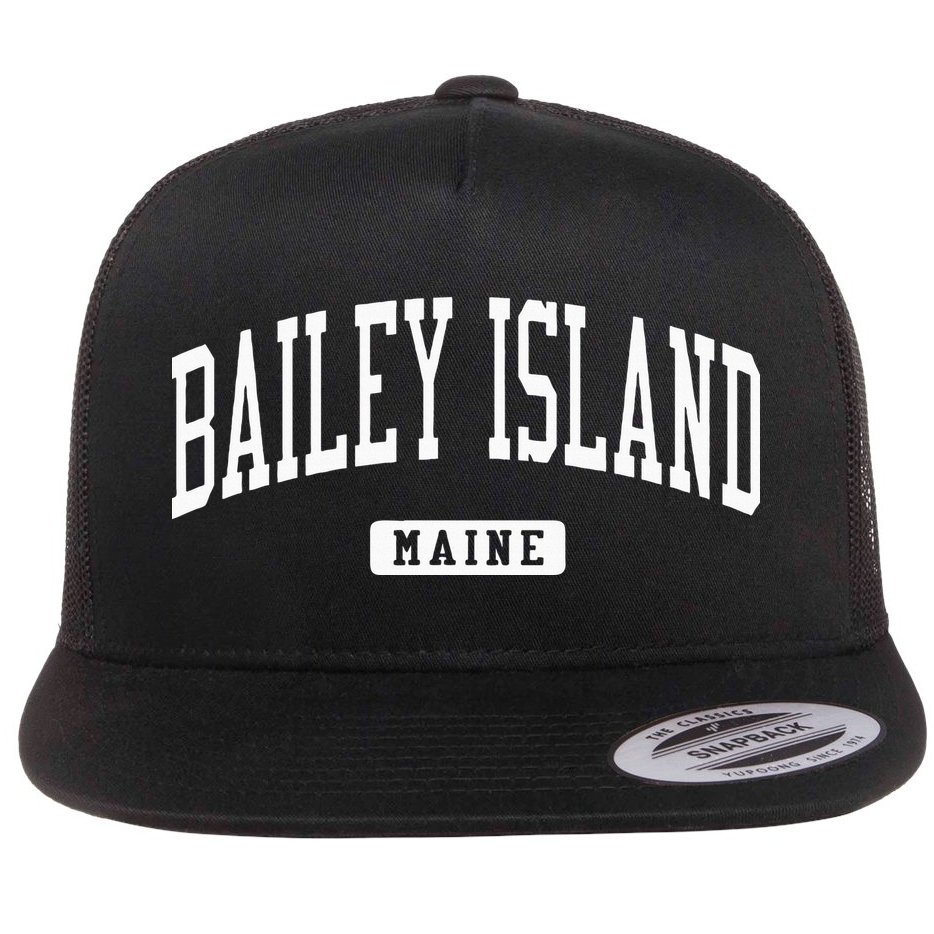 Bailey Island Maine Me College University Sports Style Flat Bill Trucker Hat