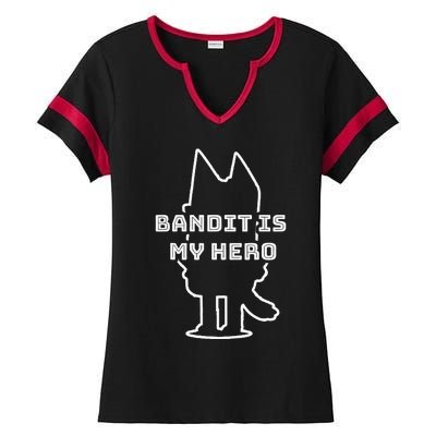 Bandit Is My Hero Funny Show Dad Dog Gift Ladies Halftime Notch Neck Tee