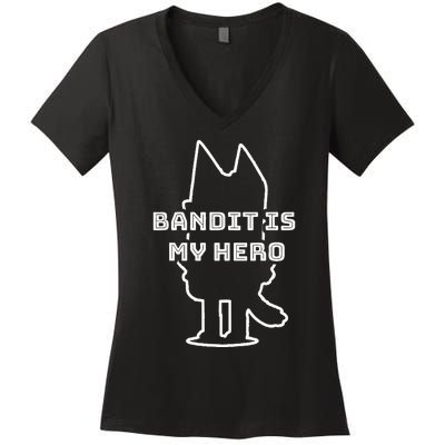 Bandit Is My Hero Funny Show Dad Dog Gift Women's V-Neck T-Shirt