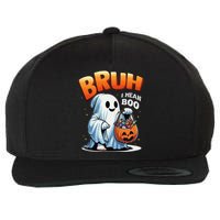 Bruh I Mean Boo Halloween Ghost Trick Or Treat Candy Wool Snapback Cap