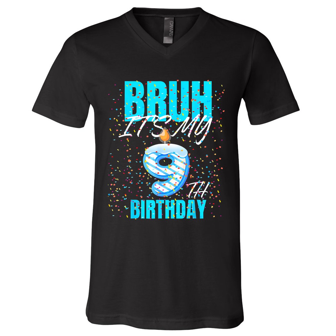 Bruh Its My 9th Birthday Boy 9 Years Old Birthday V-Neck T-Shirt