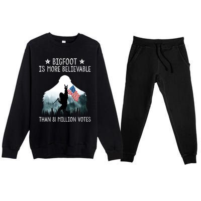 Bigfoot Is More Believable Than 81 Million Votes USA Flag Premium Crewneck Sweatsuit Set