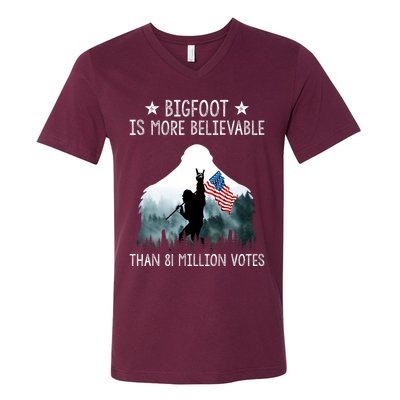 Bigfoot Is More Believable Than 81 Million Votes USA Flag V-Neck T-Shirt