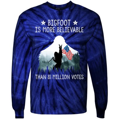 Bigfoot Is More Believable Than 81 Million Votes USA Flag Tie-Dye Long Sleeve Shirt