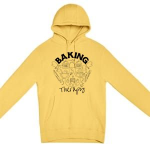 Baking Is My Therapy Apron Gloves Scoop Cup Cake Bakeaholic Cool Gift Premium Pullover Hoodie