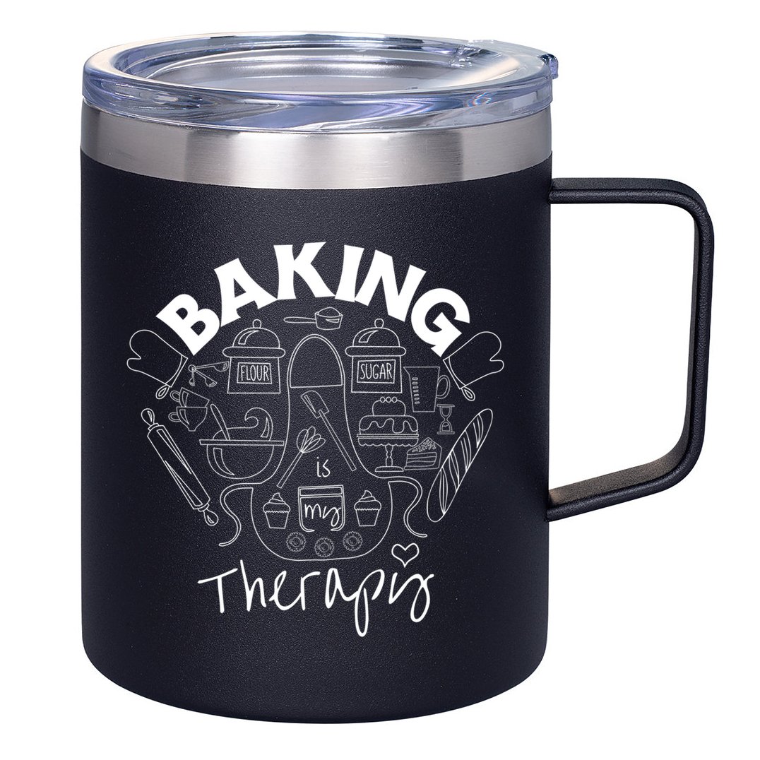 Baking Is My Therapy Apron Gloves Scoop Cup Cake Bakeaholic Cool Gift 12oz Stainless Steel Coffee Mug