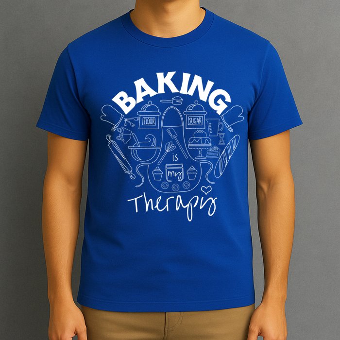 Baking Is My Therapy Apron Gloves Scoop Cup Cake Bakeaholic Cool Gift T-Shirt