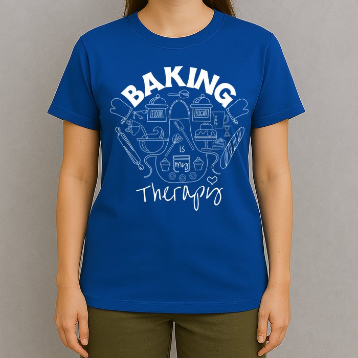 Baking Is My Therapy Apron Gloves Scoop Cup Cake Bakeaholic Cool Gift T-Shirt