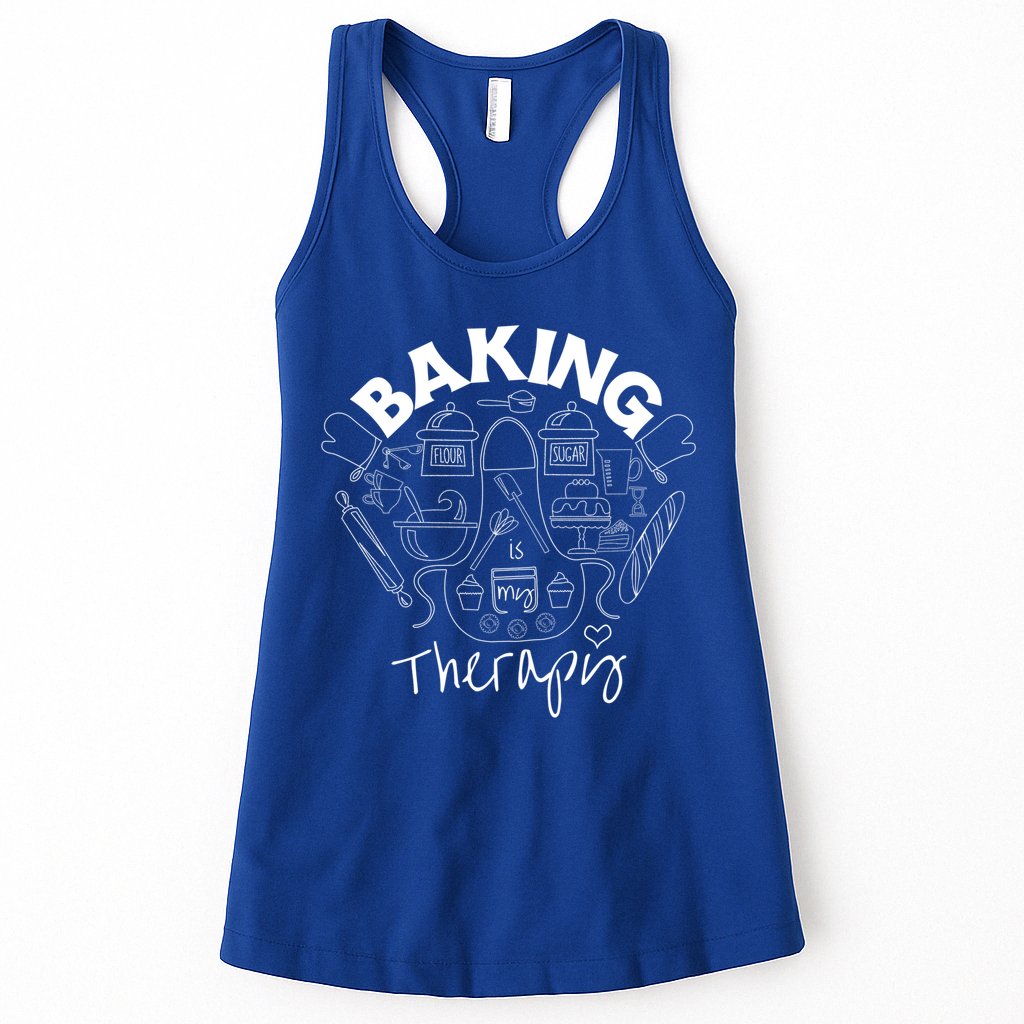 Baking Is My Therapy Apron Gloves Scoop Cup Cake Bakeaholic Cool Gift Womens Tank Top
