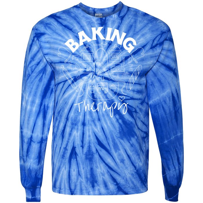 Baking Is My Therapy Apron Gloves Scoop Cup Cake Bakeaholic Cool Gift Tie-Dye Long Sleeve Shirt