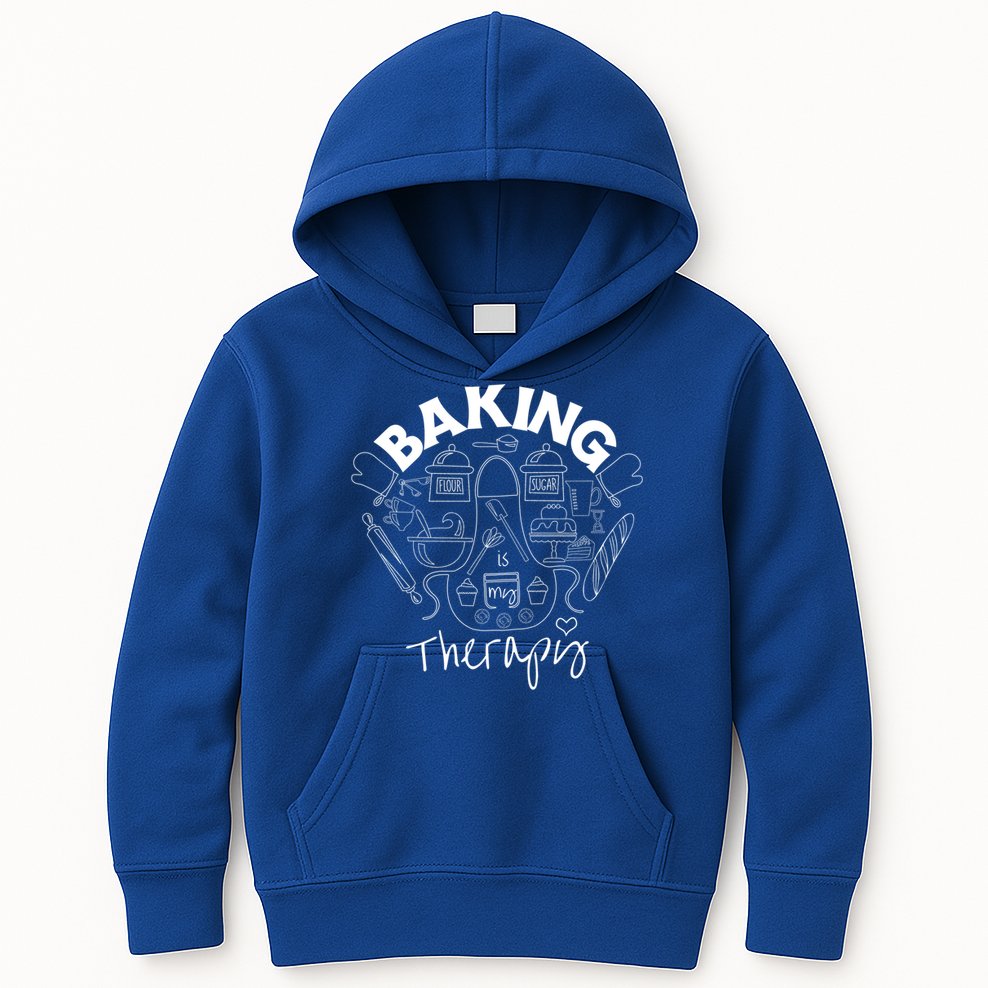 Baking Is My Therapy Apron Gloves Scoop Cup Cake Bakeaholic Cool Gift Kids Hoodie
