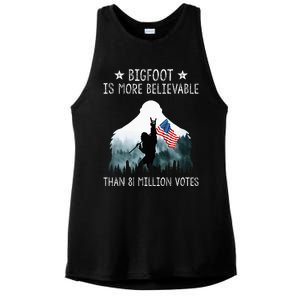 Bigfoot Is More Believable Than 81 Million Votes USA Flag Ladies PosiCharge Tri-Blend Wicking Tank