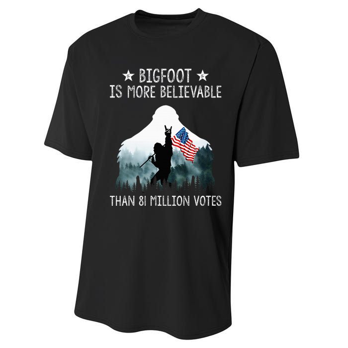 Bigfoot Is More Believable Than 81 Million Votes USA Flag Performance Sprint T-Shirt