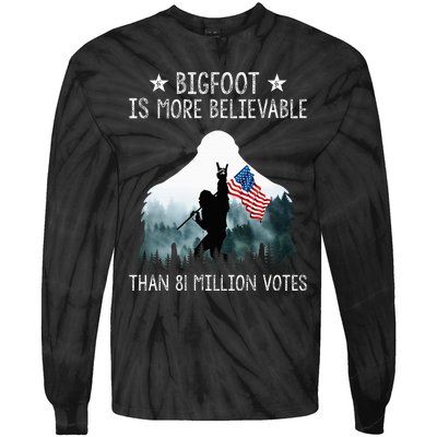 Bigfoot Is More Believable Than 81 Million Votes USA Flag Tie-Dye Long Sleeve Shirt