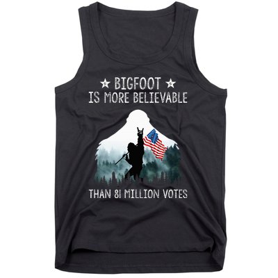 Bigfoot Is More Believable Than 81 Million Votes USA Flag Tank Top