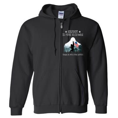 Bigfoot Is More Believable Than 81 Million Votes USA Flag Full Zip Hoodie