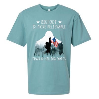 Bigfoot Is More Believable Than 81 Million Votes USA Flag Sueded Cloud Jersey T-Shirt