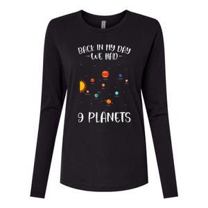 Back In My Day We Had 9 Planets Solar System Astronomy Womens Cotton Relaxed Long Sleeve T-Shirt