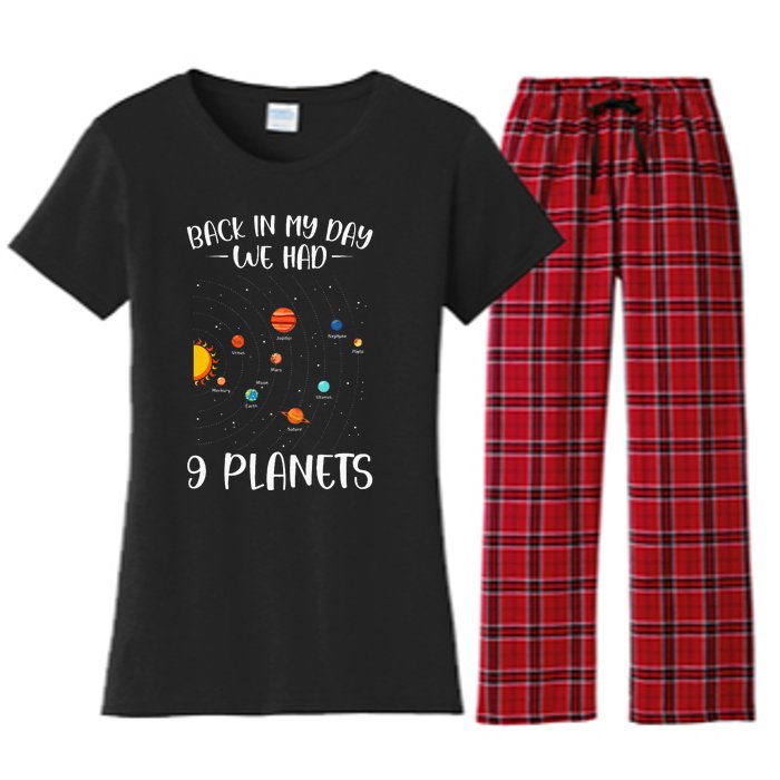 Back In My Day We Had 9 Planets Solar System Astronomy Women's Flannel Pajama Set