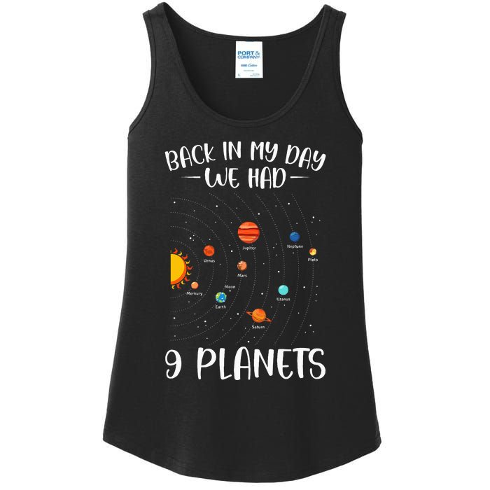 Back In My Day We Had 9 Planets Solar System Astronomy Ladies Essential Tank