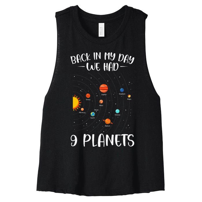 Back In My Day We Had 9 Planets Solar System Astronomy Women's Racerback Cropped Tank