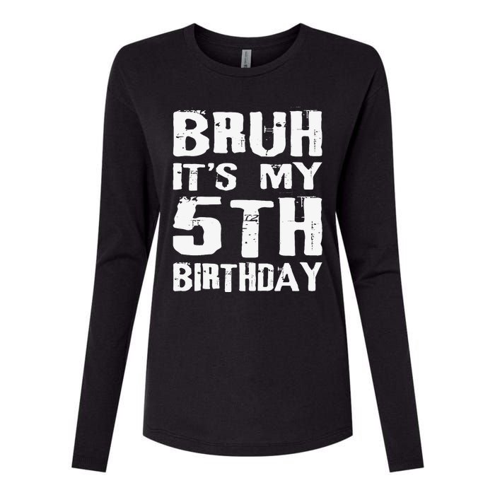 Bruh ItS My 5th Birthday 5 Year Old Boy Womens Cotton Relaxed Long Sleeve T-Shirt